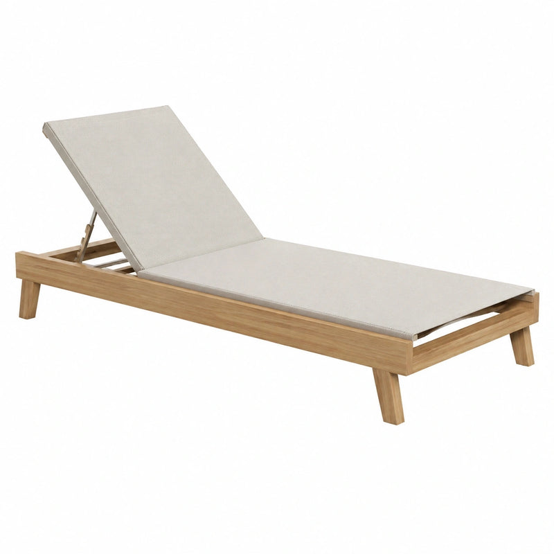 Chaise longue de jardin 200 x 70 cm en bois beige dossier réglable