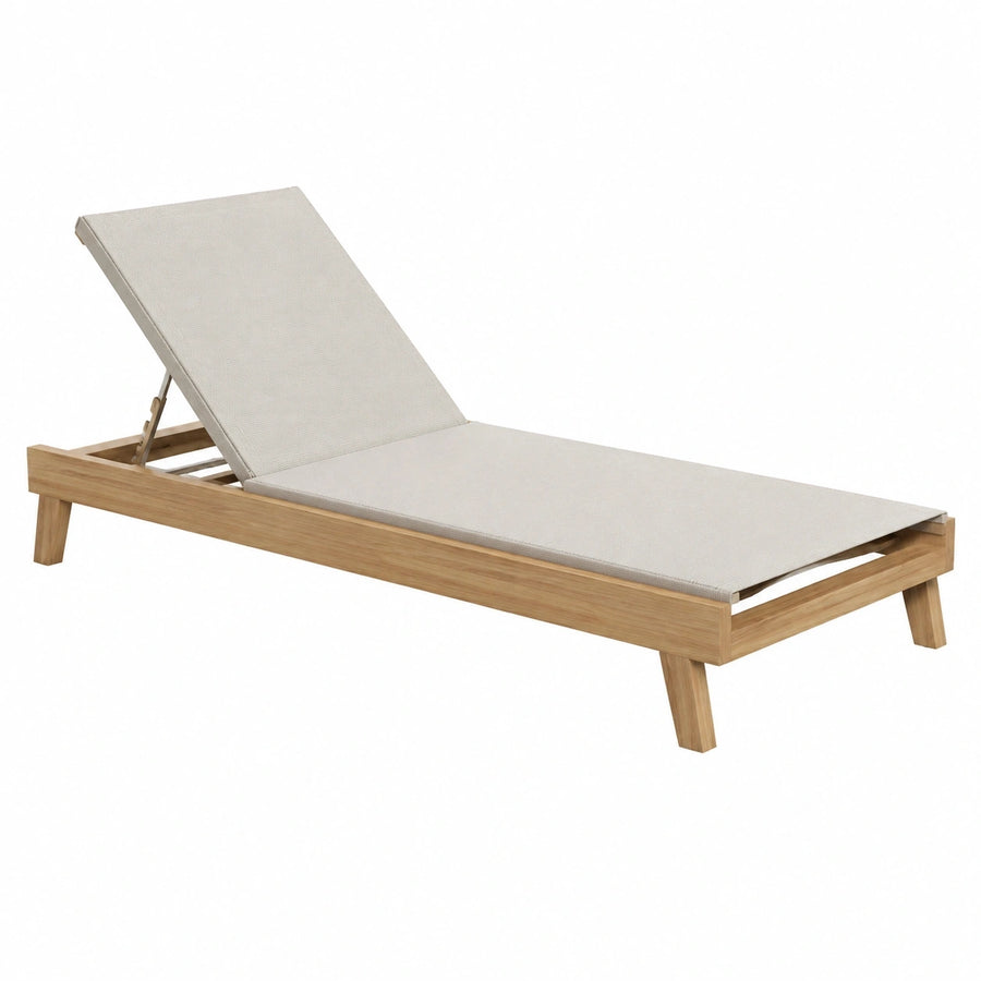 Chaise longue de jardin 200 x 70 cm en bois beige dossier réglable
