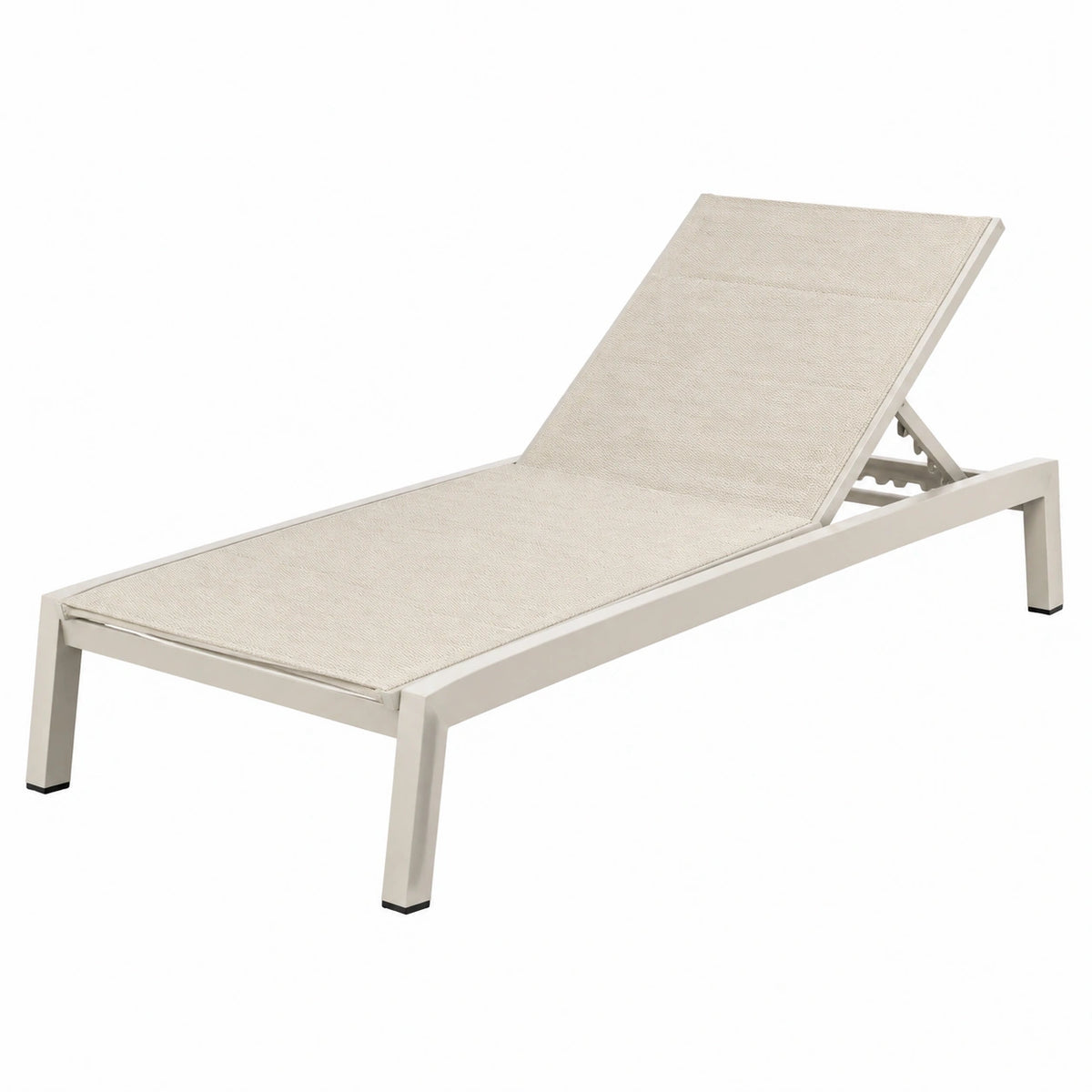 Chaise longue 195 cm aluminium blanc textilène inclinable extérieur