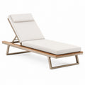 Chaise longue 200 x 70 cm en métal et bois blanc pour extérieur à dossier réglable