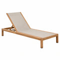 Bain de soleil 200 x 70 cm en bois beige avec dossier inclinable pour extérieur