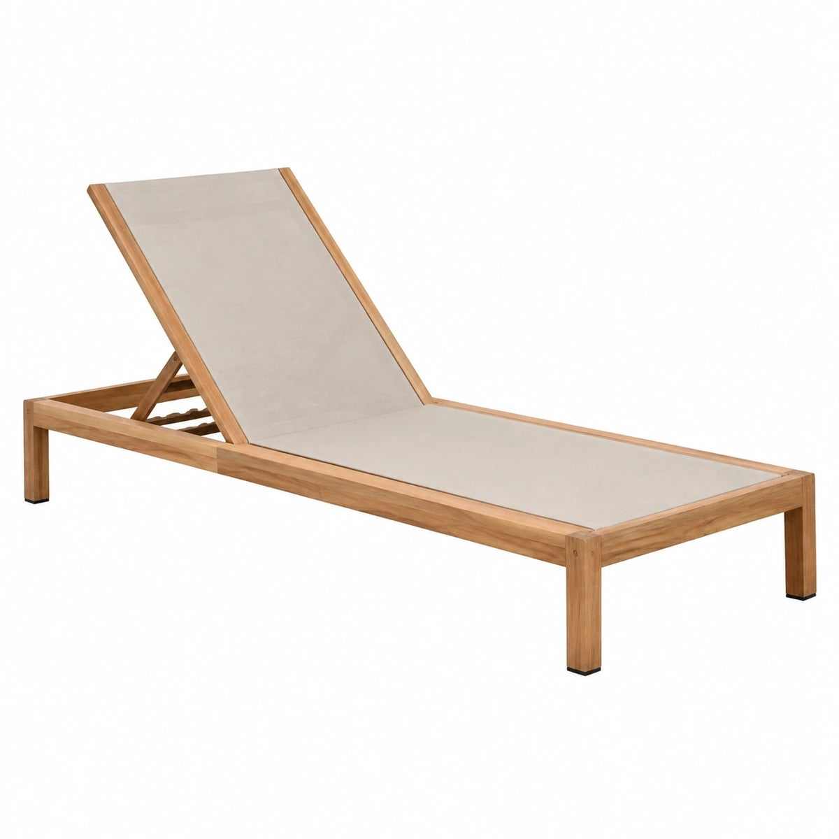 Bain de soleil 200 x 70 cm en bois beige avec dossier inclinable pour extérieur