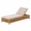 Bain de soleil 200 x 75 cm en bois naturel et corde beige à dossier réglable