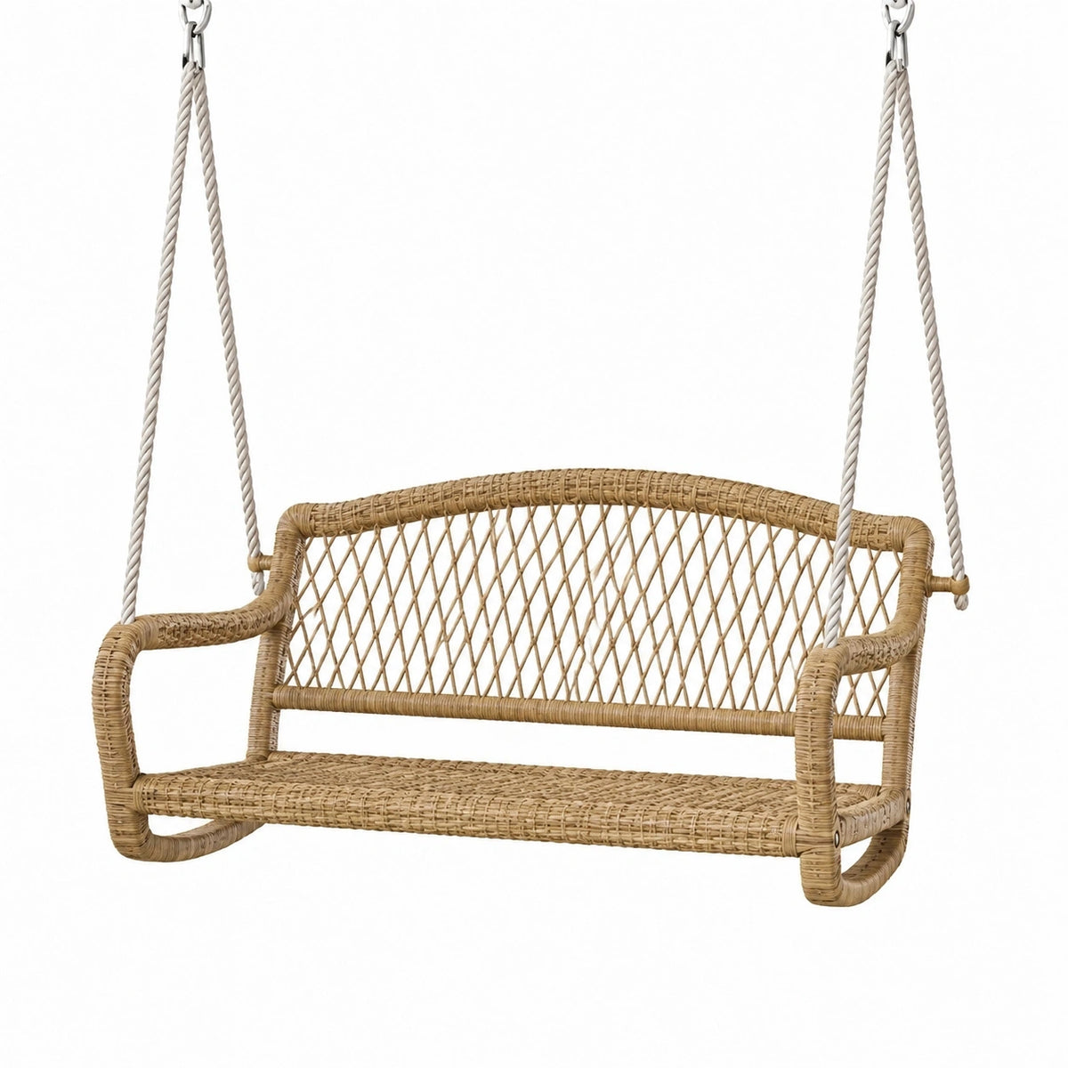 Balancelle de jardin 120 cm en rotin naturel avec cordes style bohème