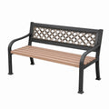 Banc de jardin 122 cm en métal noir et brun à dossier ajouré