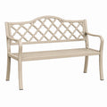 Banc de jardin 120 x 60 x 88 cm en métal beige à motif ajouré avec accoudoirs
