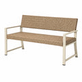 Banc de jardin 150 x 60 x 85 cm en rotin synthétique beige avec structure métallique style contemporain