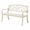 Banc de jardin 122 cm en métal crème avec accoudoirs style classique