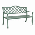 Banc de jardin 120 x 60 x 90 cm en métal vert avec accoudoirs style classique