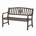 Banc de jardin 122 x 64 x 91 cm en acier brun style classique