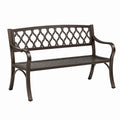 Banc de jardin 127 x 64 x 93 cm en métal brun foncé avec dossier ajouré style classique