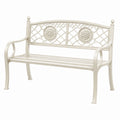 Banc de jardin 120 x 60 x 90 cm en métal blanc style classique décoratif