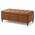 Banc coffre 120 x 45 x 45 cm en similicuir marron style capitonné
