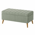 Banc coffre 100 x 40 x 46 cm en velours côtelé vert avec pieds en bois