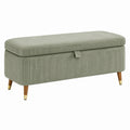 Banc coffre 100 x 40 x 45 cm en velours côtelé vert avec rangement style rétro