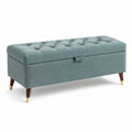 Banc coffre 120 x 45 x 48 cm en tissu bleu gris style capitonné avec rangement